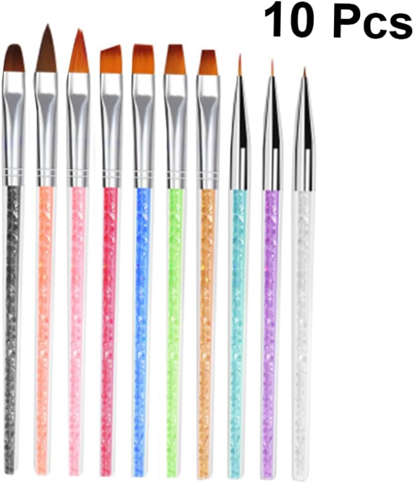 Minkissy 10Pcs Nail Art Pens Precision Nail Line Drawing and Painting Brush for Home and Salon Use Fine Detail Manicure Accessories image number 6