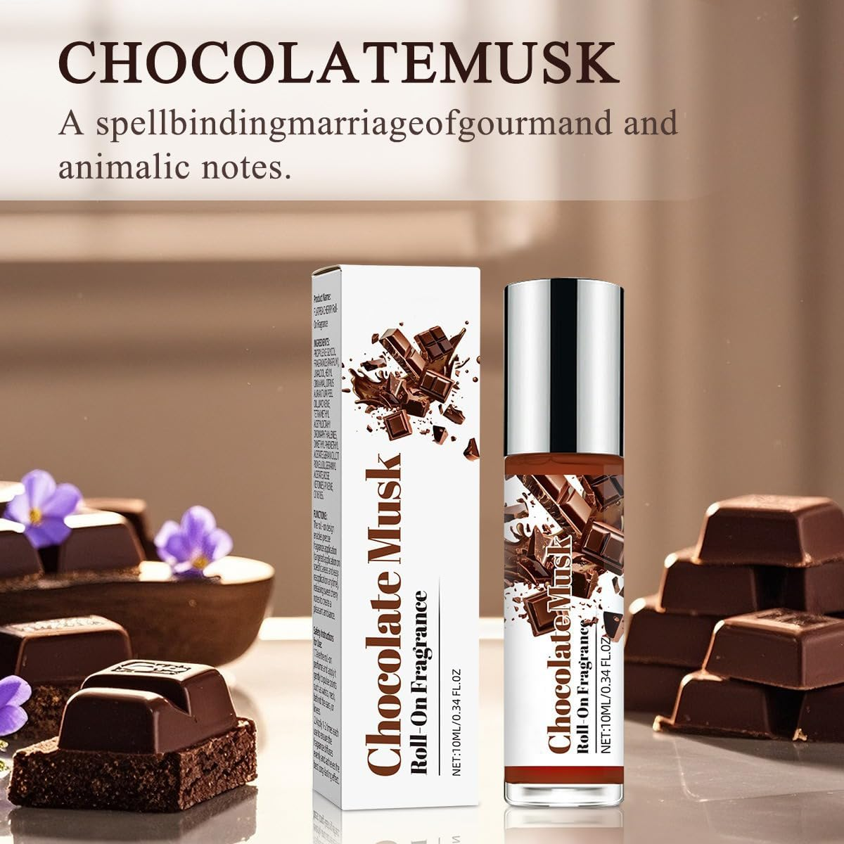 Chocolate Musk Unisex Roll-On Perfume Oil, 10Ml Long Lasting Gourmand Fragrance, Alcohol-Free, Vegan Friendly, Portable Rollerball for Men & Women-Rzxs0170 (Chocolate Scented) image number 1