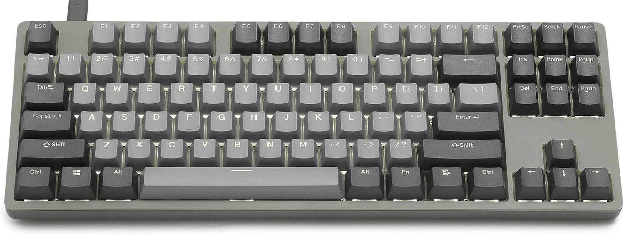 DROP ENTR Mechanical Keyboard &mdash; Tenkeyless Anodized Aluminum Case, Doubleshot Shine-Through PBT Keycaps, N-Key Rollover, USB-C, White Backlit LED, Fast & Linear Switches (Green/Gray, Gateron Yellow) image number 1