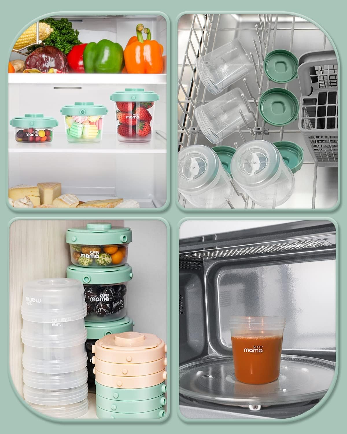 Baby Food Containers Freezer Safe - 6 Set(2/4/7Oz), Baby Food Jars with Lids, Freezer Storage Containers for Baby, Microwave & Dishwasher Safe, for Food, Dips, Snacks Etc, Pink