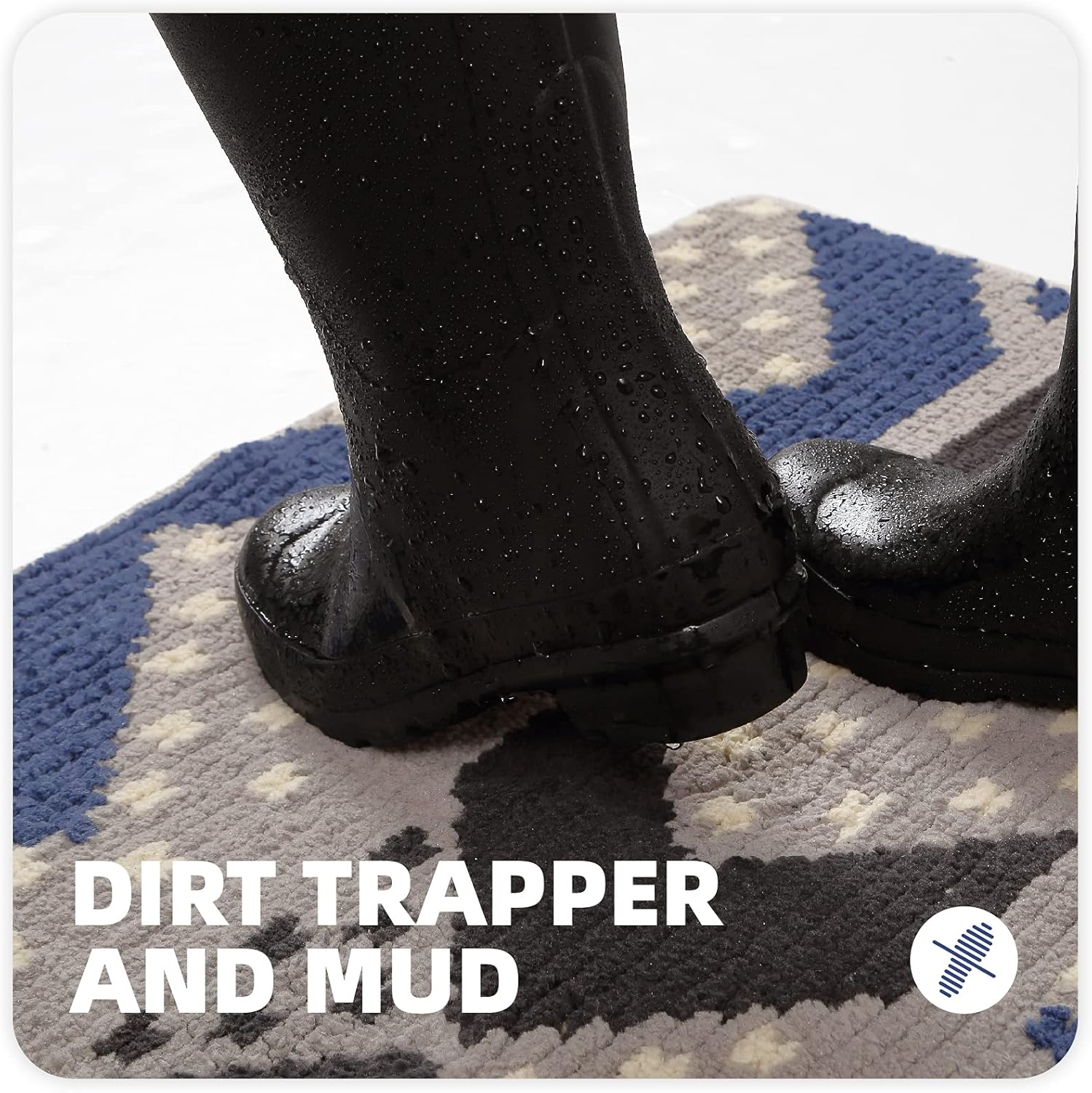 Color&Geometry Door Mats Indoor, 20"X32" Front Door Mat Door Rugs for Entryway Indoor, Non Slip Washable Entry Rugs for inside House, Absorbent M Mat Floor Mat Entryway Rug, Black Blue image number 6