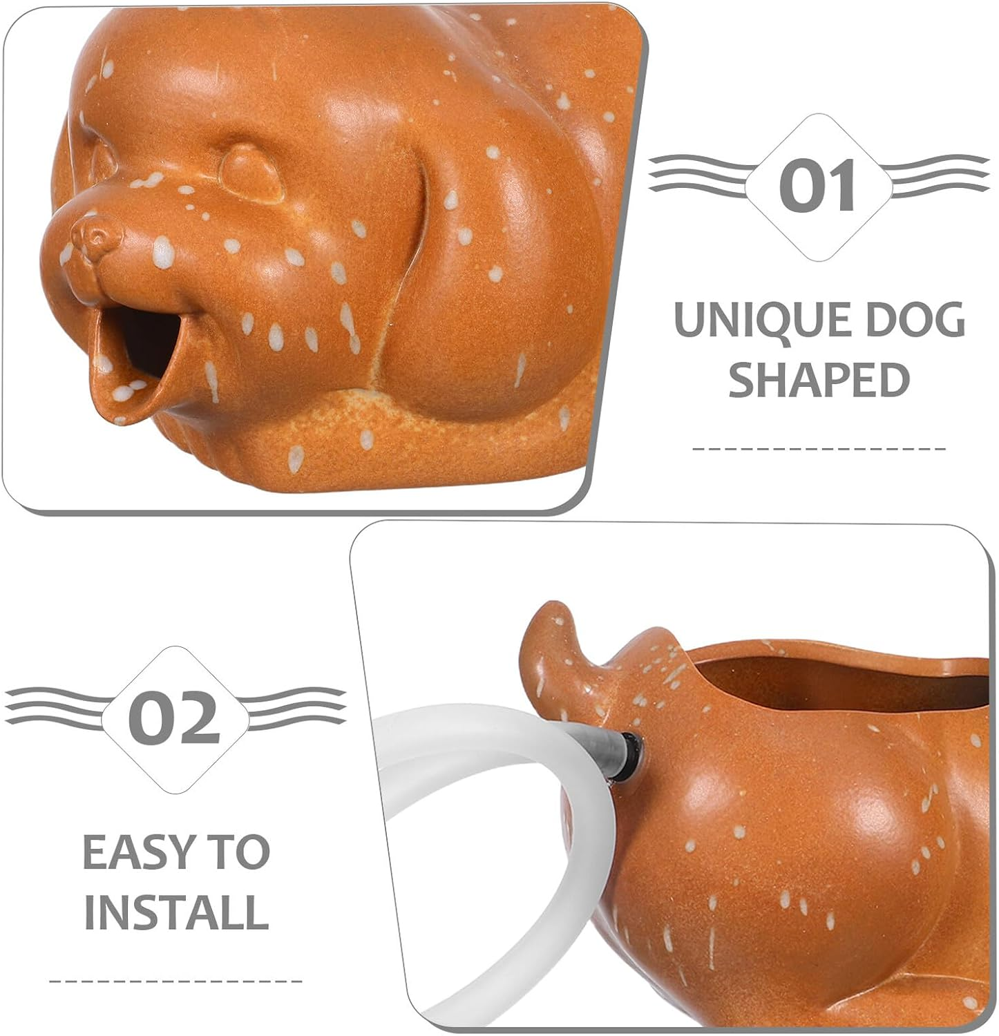 Ceramic Puppy Fountain Spitter for Outdoor Garden and Aquarium Water Feature with Ancient Swamp Filtration Wear-Resistant Pottery Planter Decor for Patio Landscape - Black image number 4