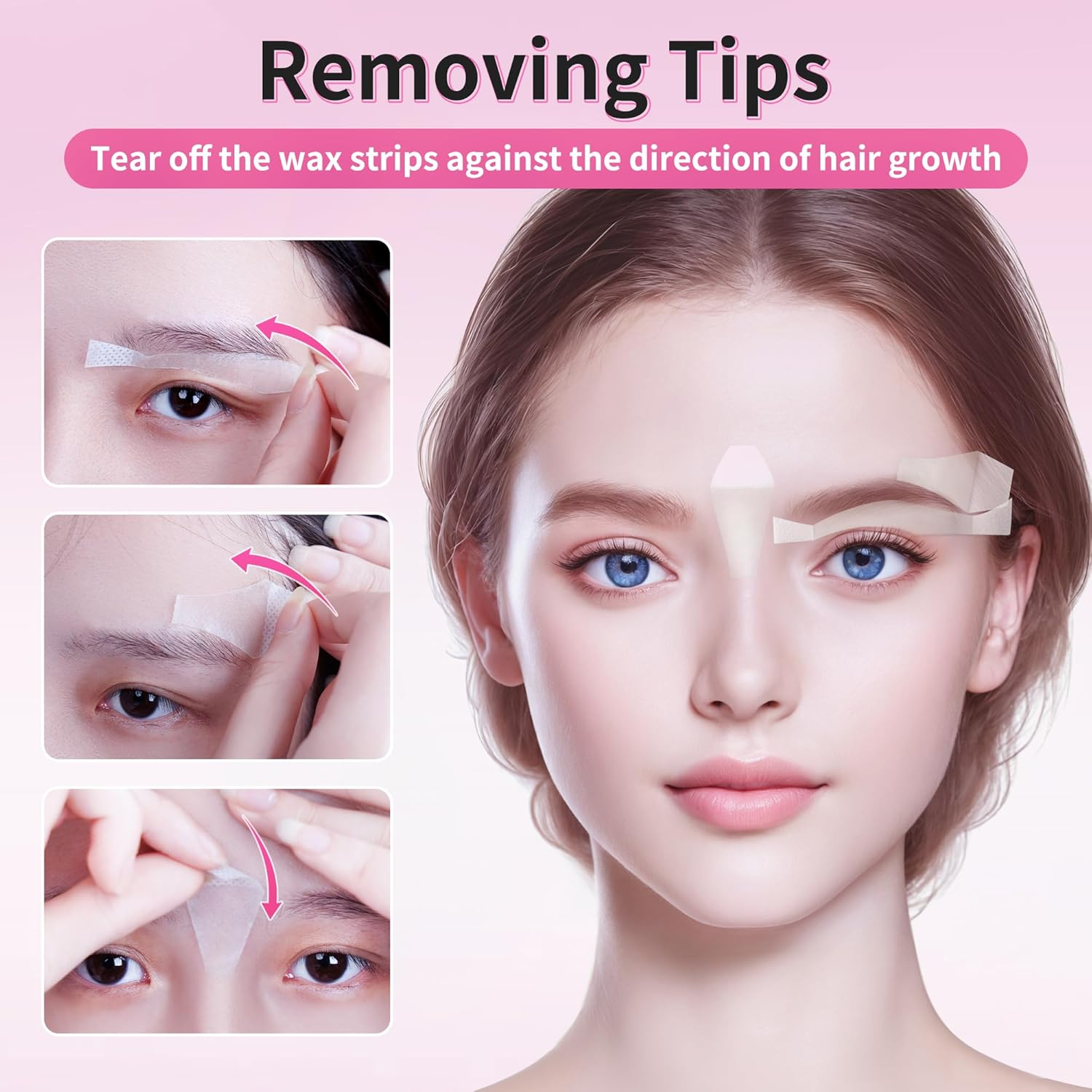 Beauty7 Wax Strips Kit for Sensitive Skin, Facial Hair Removal for Eyebrow, Lip, 24 Strips & 4 Calming Oil Wipes, at Home Waxing for Women (Pack of 2) image number 3