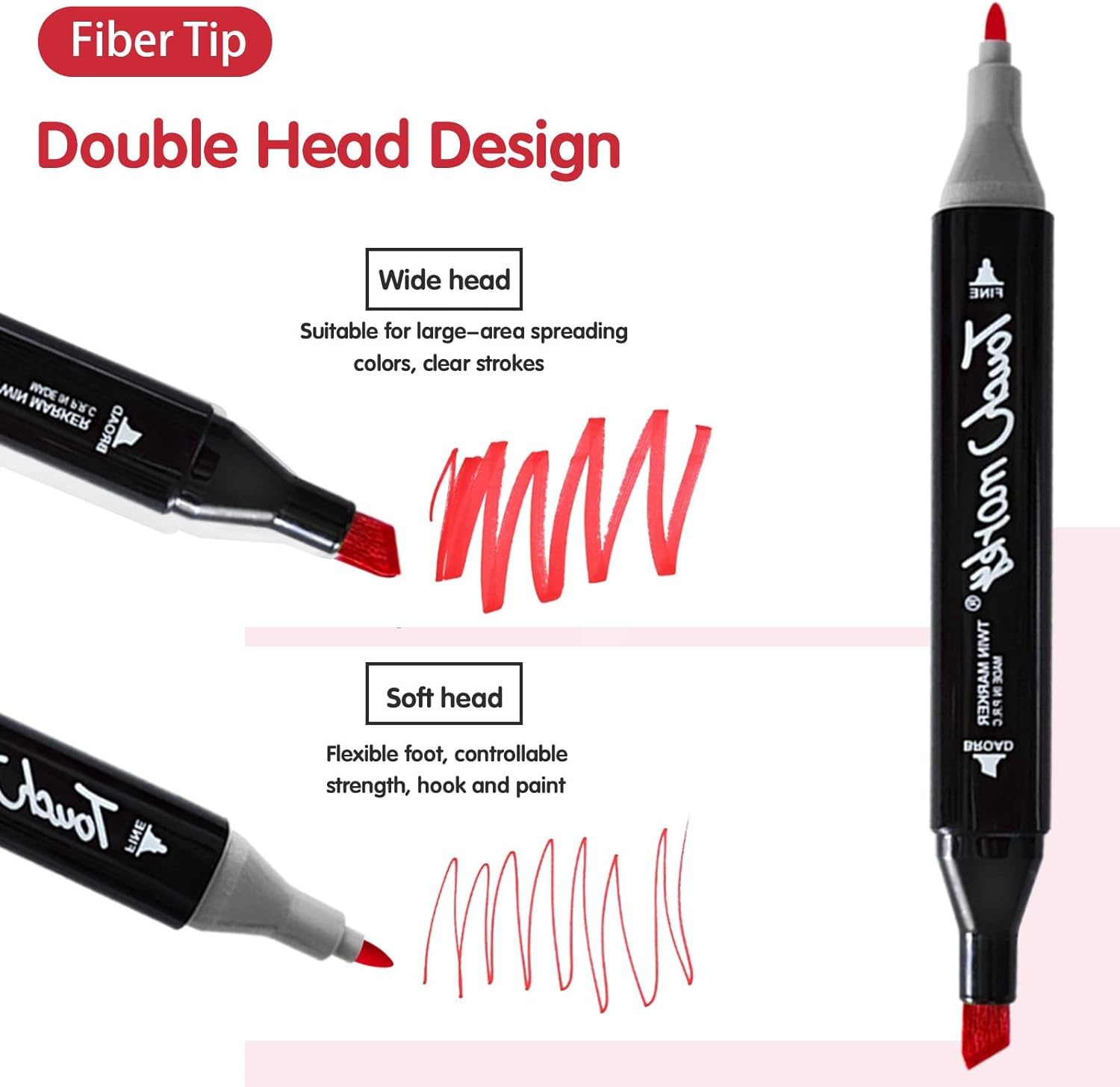 80 Colors Alcohol-Based Brush Drawing Markers, PIOGHAX Double Tipped Coloring Permanent Alcohol Art Markers with Case for Drawing, Sketching, Manga Comic Illustrations Cartoons image number 4