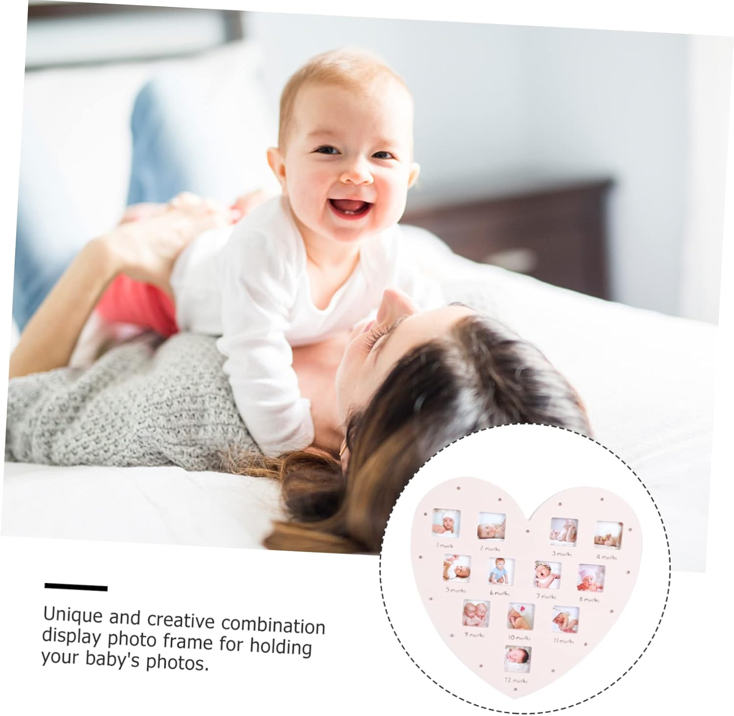 Growth Record Photo Frame Heart Shape Light for Nursery Decor Picture Frame Light for Desktop Ornament for Month Growth image number 5