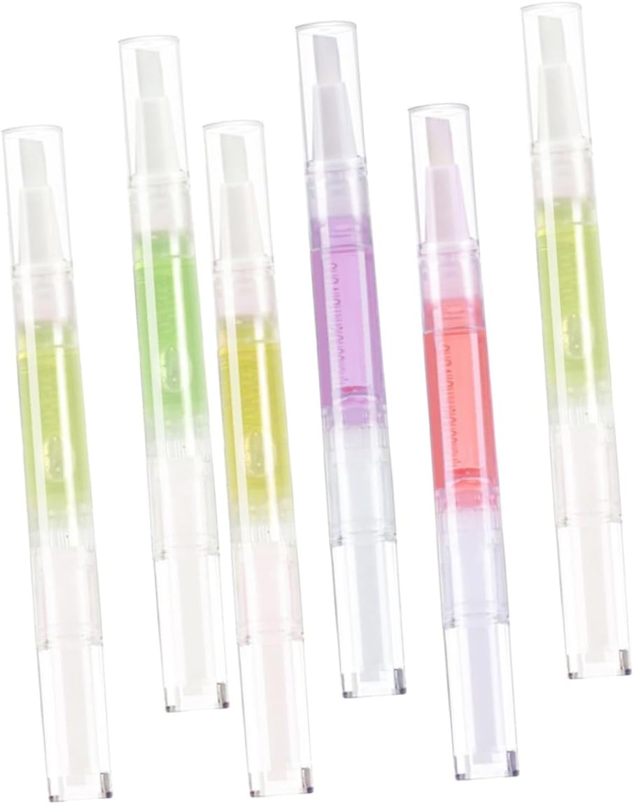 WOFASHPURET 6Pcs Cuticle Nourishing Oil Pen Organic Jojoba Castor Oil for Nail -Friendly Manicure Care Pen Nail Trimming Applicator