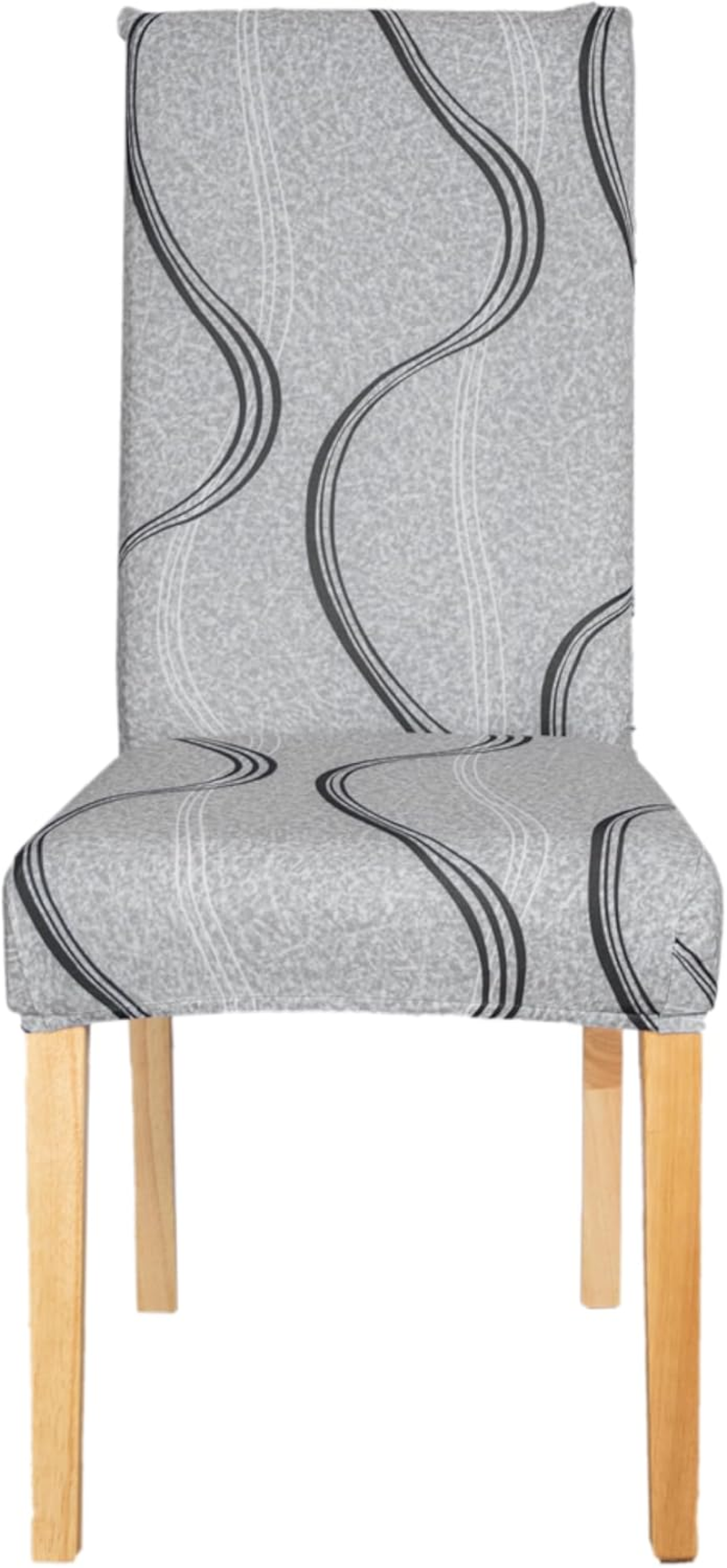 Hyper Cover Stretch Dining Chair Covers with Patterns (Grey Moonlight, 4 Pcs) - Easy Installation, Highly Stretchable, Perfect for Dining Chairs Protection image number 5