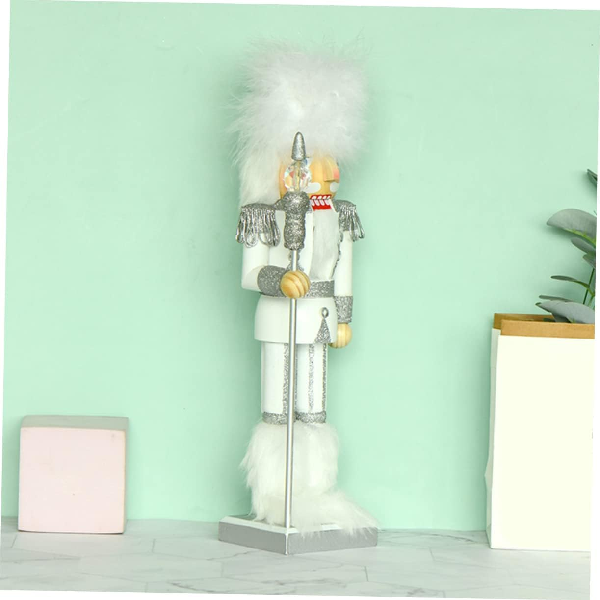 King Nutcracker Christmas Decoration Nutcracker Decoration Christmas Tabletop Decor Christmas Christmas Ornaments Xmas Decoration Festival Decor White Wood image number 3