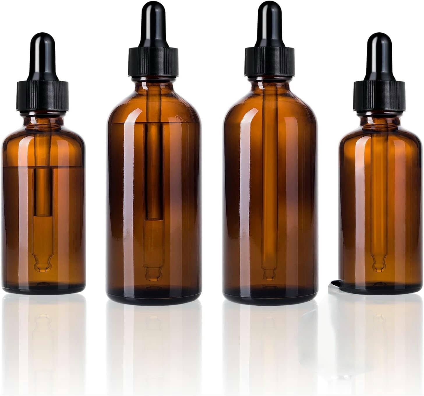 4 Amber Glass Dropper Bottles, Tincture with Droppers Leak-Proof Essential Oil Bottles, Essential Oil Refills(30-50Ml) image number 4