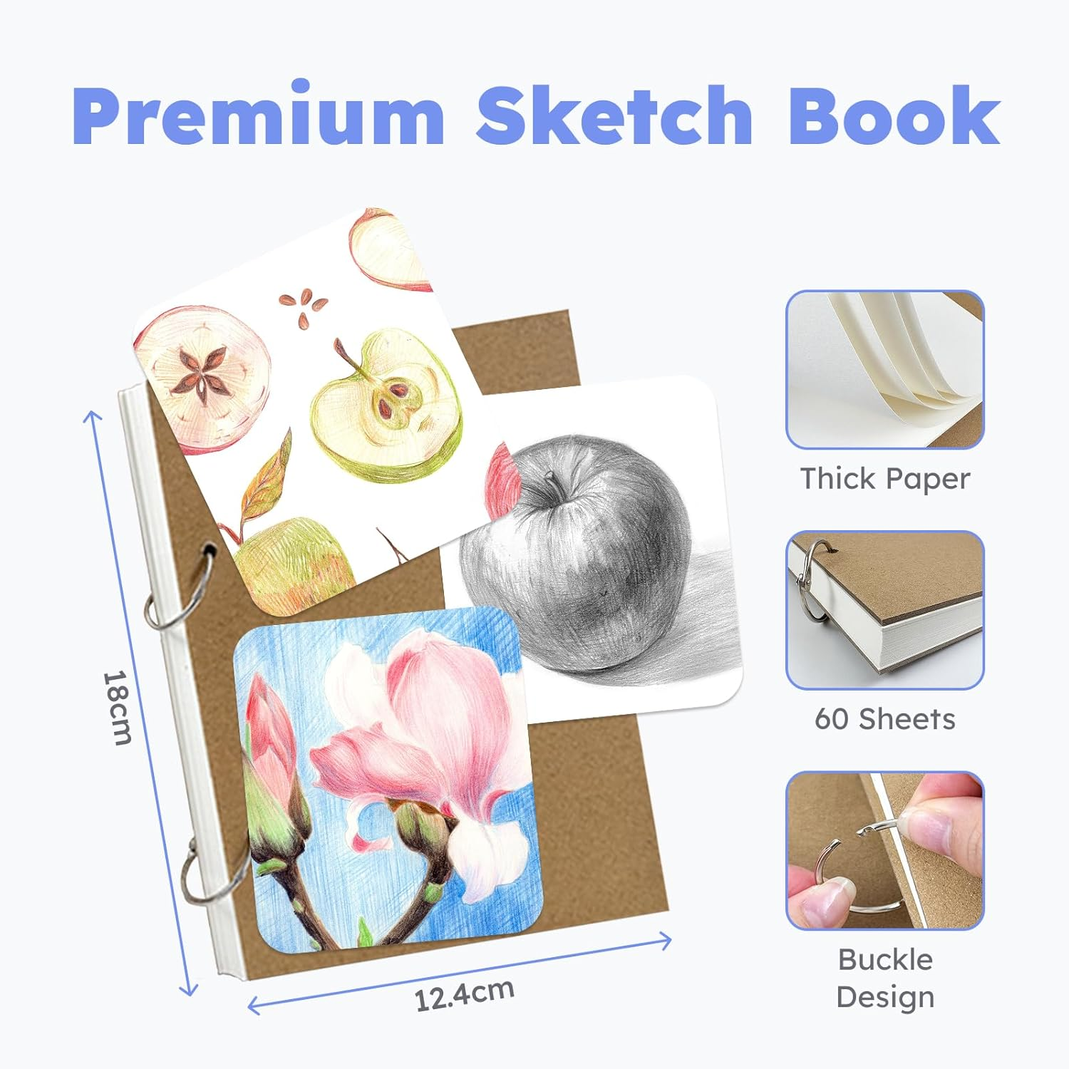 72Pcs Sketching Pencils Set - Drawing Sketch Kit Includes 12 Colored Pencil & 60 Sheets Sketchbook, Gifts for Adults Teens Girls Boys Kids Art Beginners, Fluorescent Colored Set image number 6