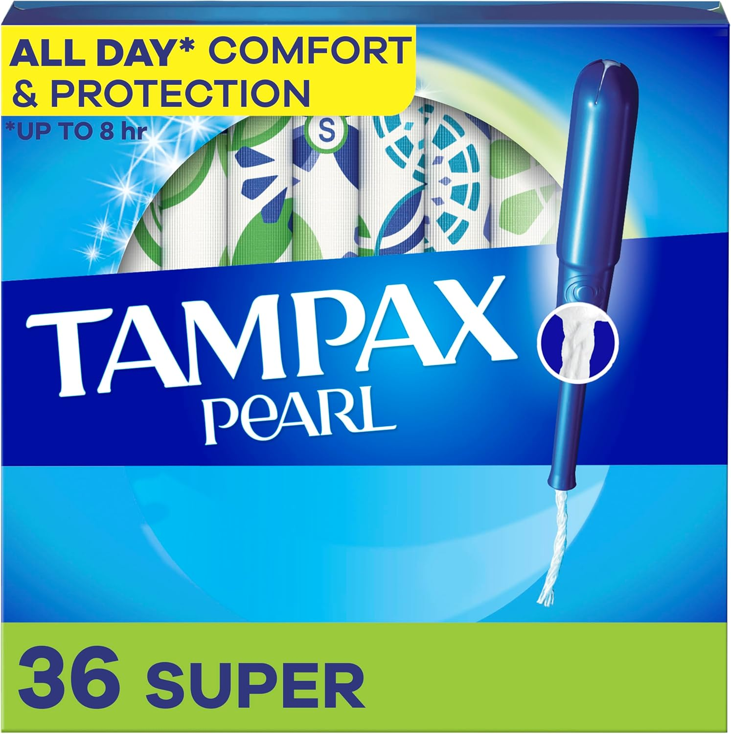 Tampax Pearl Plastic Tampons, Super Absorbency, Unscented, 36 Ct (Packaging May Vary) image number 1