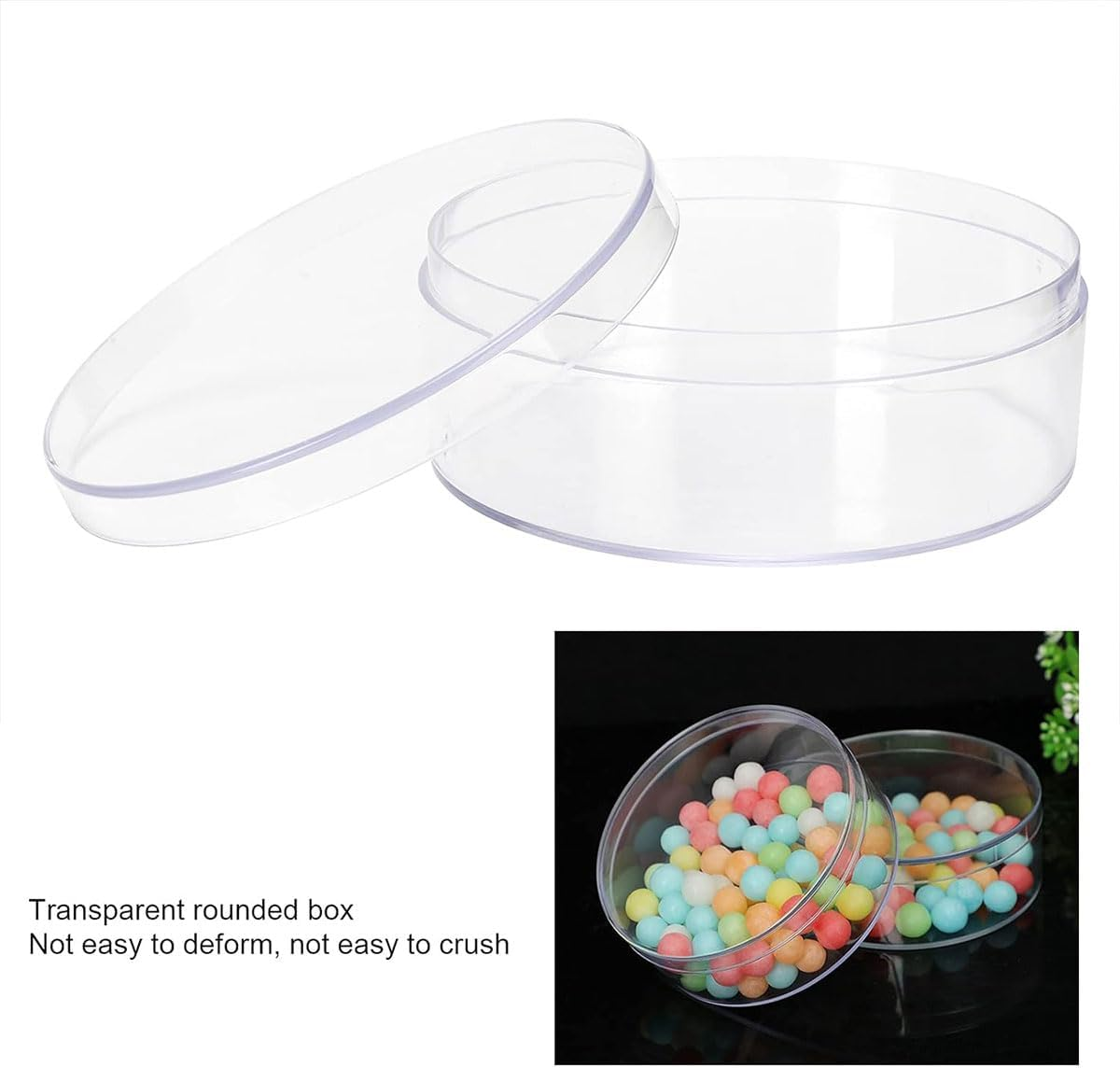 AIMALL 10Pcs Transparent Acrylic round Box, Thickened Plastic Storage Box for Wedding, Candy, Cosmetics, Nail Art, Handcrafts, 5.9 X 2.6In & 4 X 1.4In
