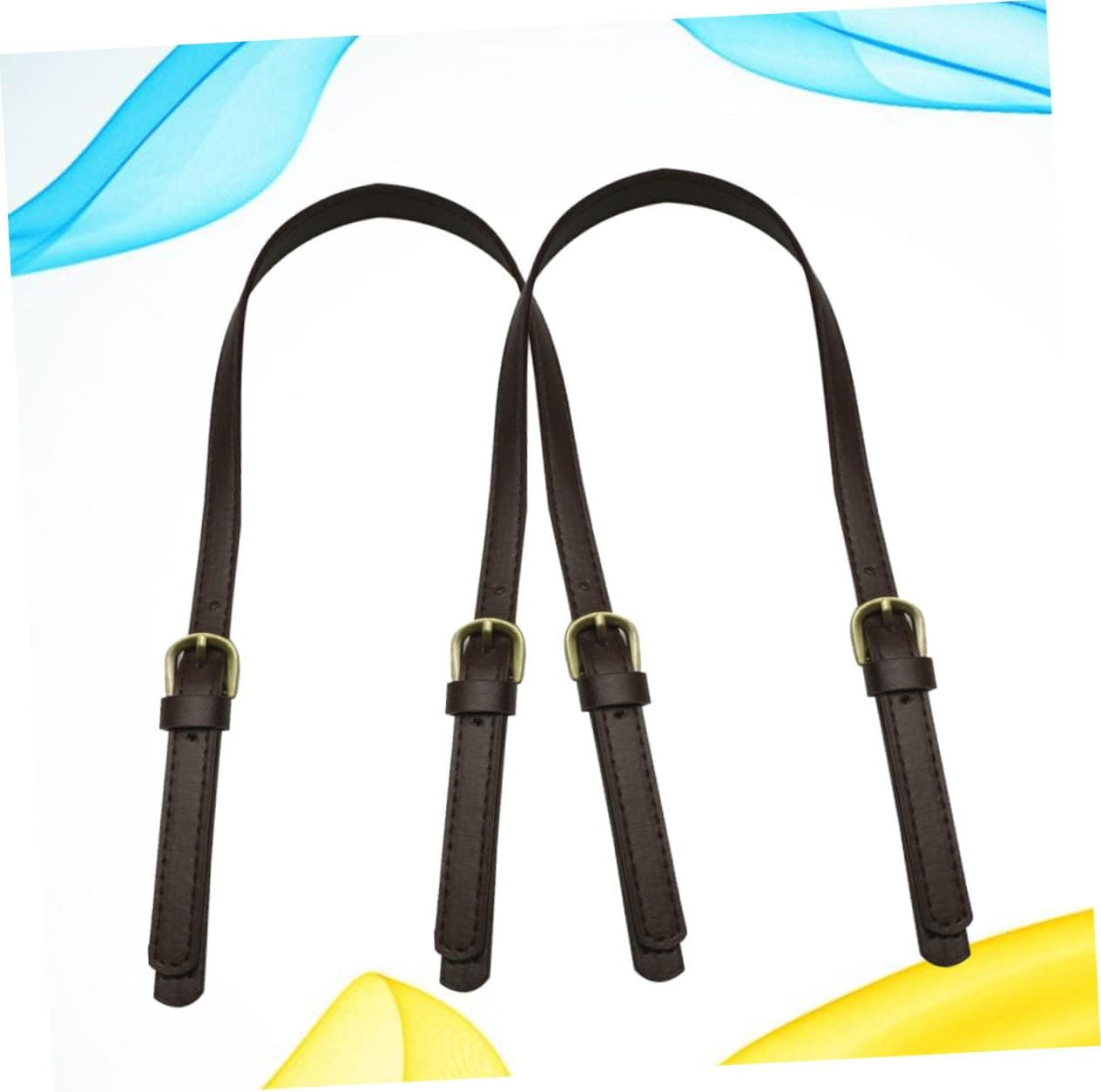 IWOWHERO 2Pcs Synthetic Leather Handbag Handles Tote Bag Replacement Strap DIY Bag Belt for Women Dual Buckle and Adjustable