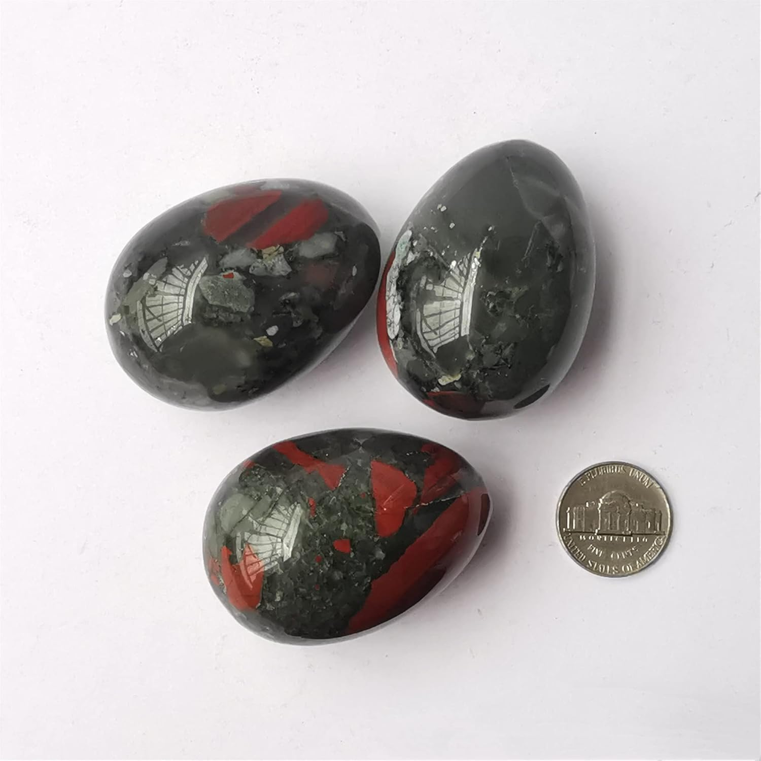 Natural African Bloodstone Egg-Shape Meditation Chakra and Home Decor Balancing Gemstone and Crystals Figurines Kit,1.96"X 1.37"Reiki Healers and Yoga Practioner,With Wooden Stand image number 4