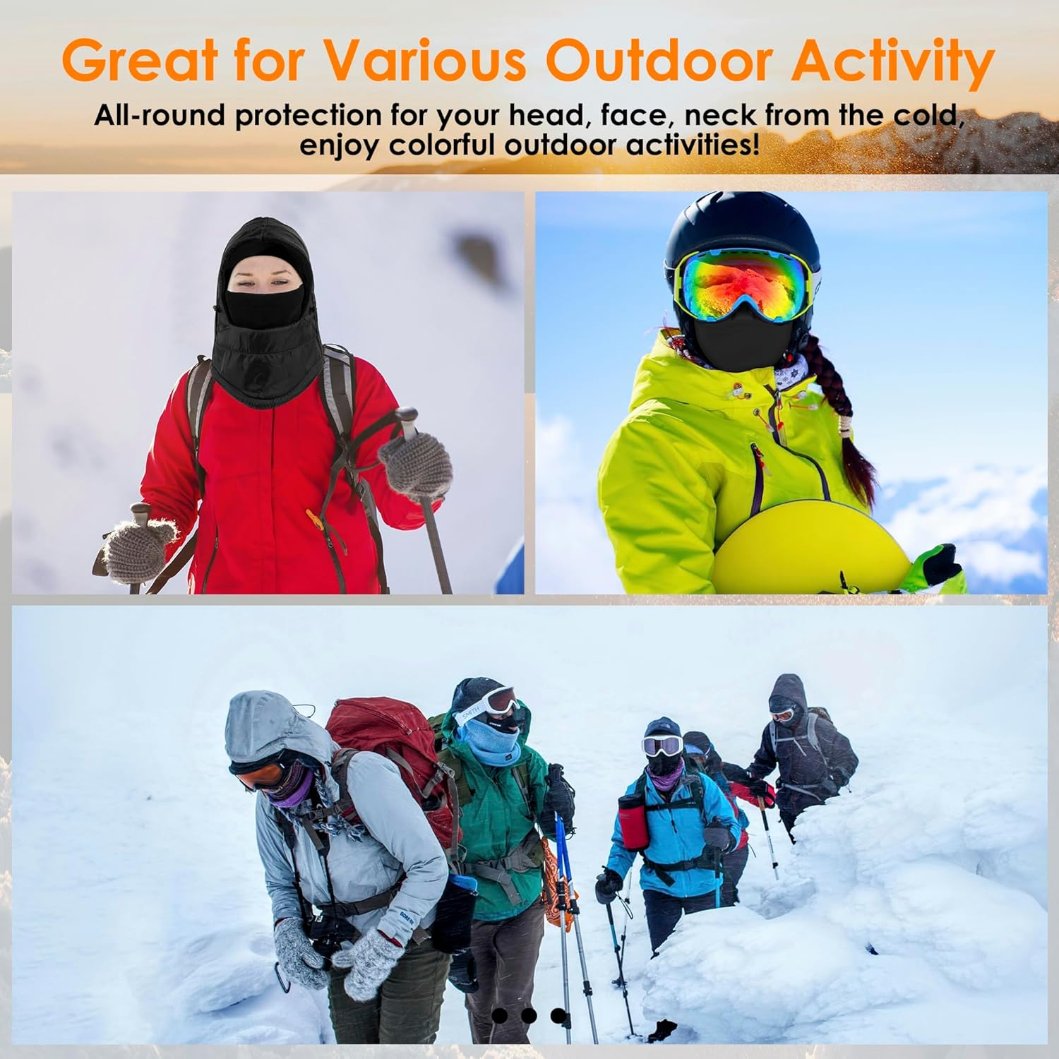 ZANZER Balaclava Ski Mask Fleece Lining Windproof Warm Adjustable Thermal Winter Cold Weather Face Mask for Men Women Black