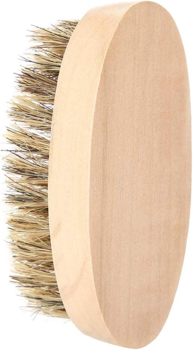 Pocket Beard Brush, Moustache Brush, Moustache Comb, Medium Firm Moustache, Natural Boar Bristles and Travel Friendly, Beard Shaping Tool with Handle