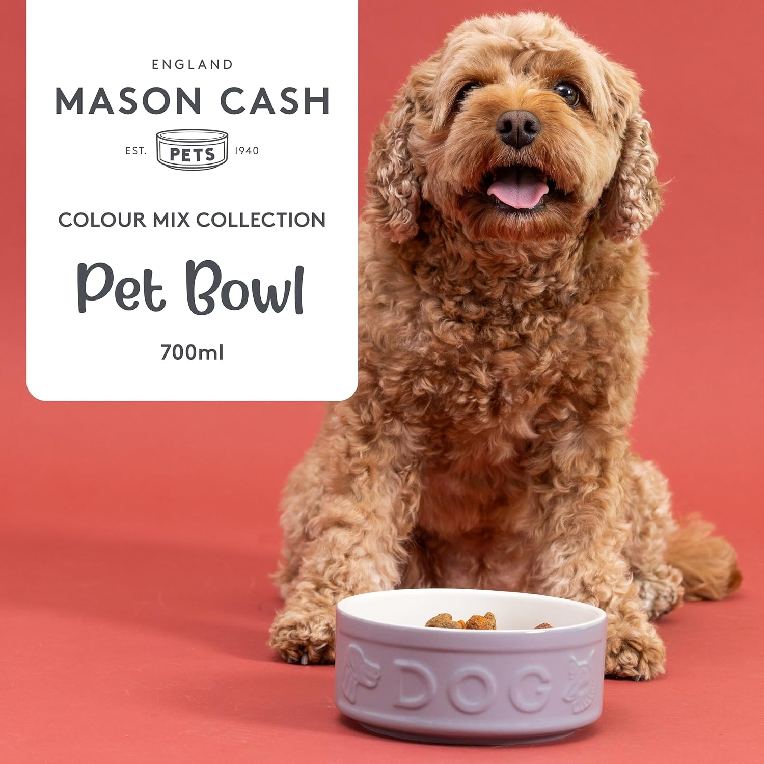 Mason Cash Grey Lettered Dog Bowl 15 Cm - Grey image number 2