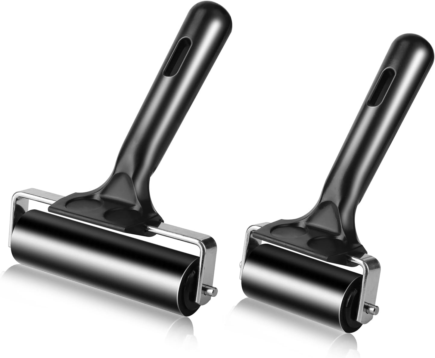 2Pcs Rubber Roller Brayer Rollers Hard Rubber 3.8 and 2.2 Inch for Printmaking (Black) By