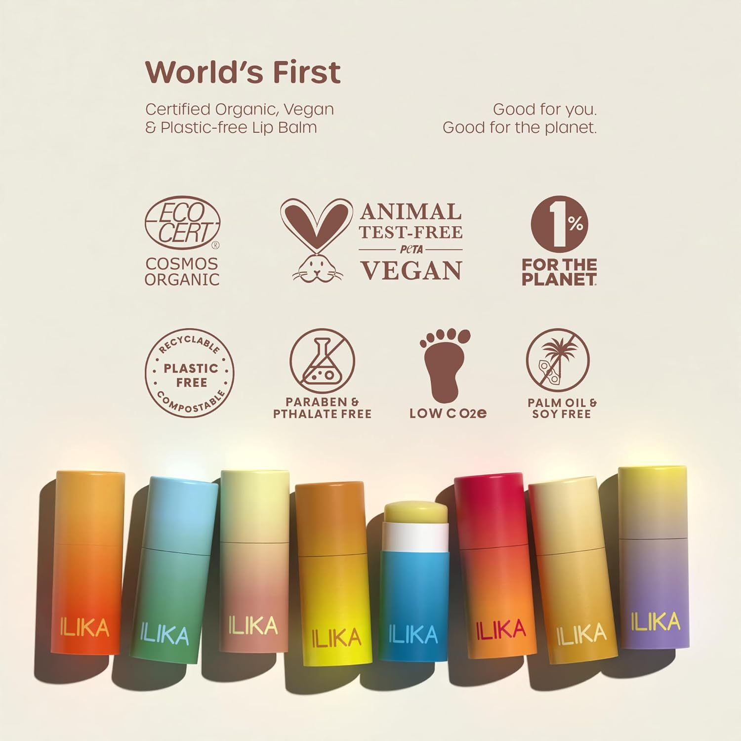 ILIKA Lip Balm Organic, Plastic-Free, 100% Plant-Based, COSMOS Certified Organic, PETA Certified Vegan & Cruelty-Free, Biodegradable Tube, All-Day Moisture (4 Pack, Essential Collection) image number 2