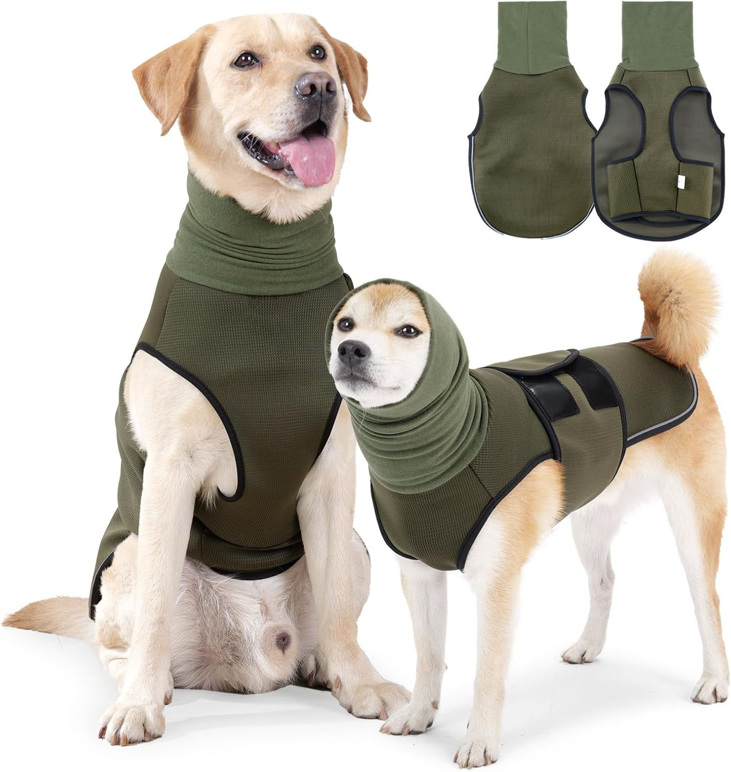 Dog Anxiety Vest Hoodie with Head Cover Sleeves - Thunder Jacket Calming Coat for Thunderstorm, Travel and Vet Visits - Blue M