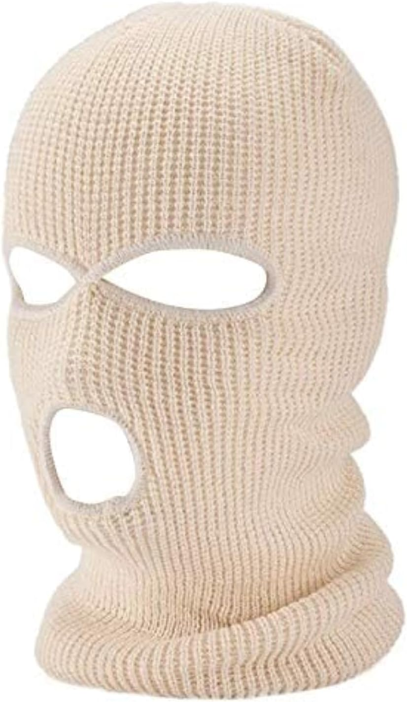 3 Hole Winter Knitted Mask, Outdoor Sports Full Face Cover Ski Mask Warm Knit Balaclava for Adult