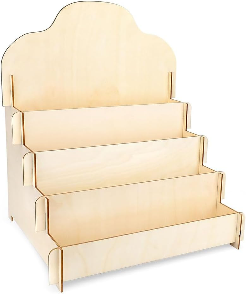 4-Tier Greeting Card Holder with Durable Material, Wooden Card Display Stand, Portable Cardboard Sticker Display Rack, Photo Card Organizer Stand, Suitable for Collector, Pictures, Brochure image number 4