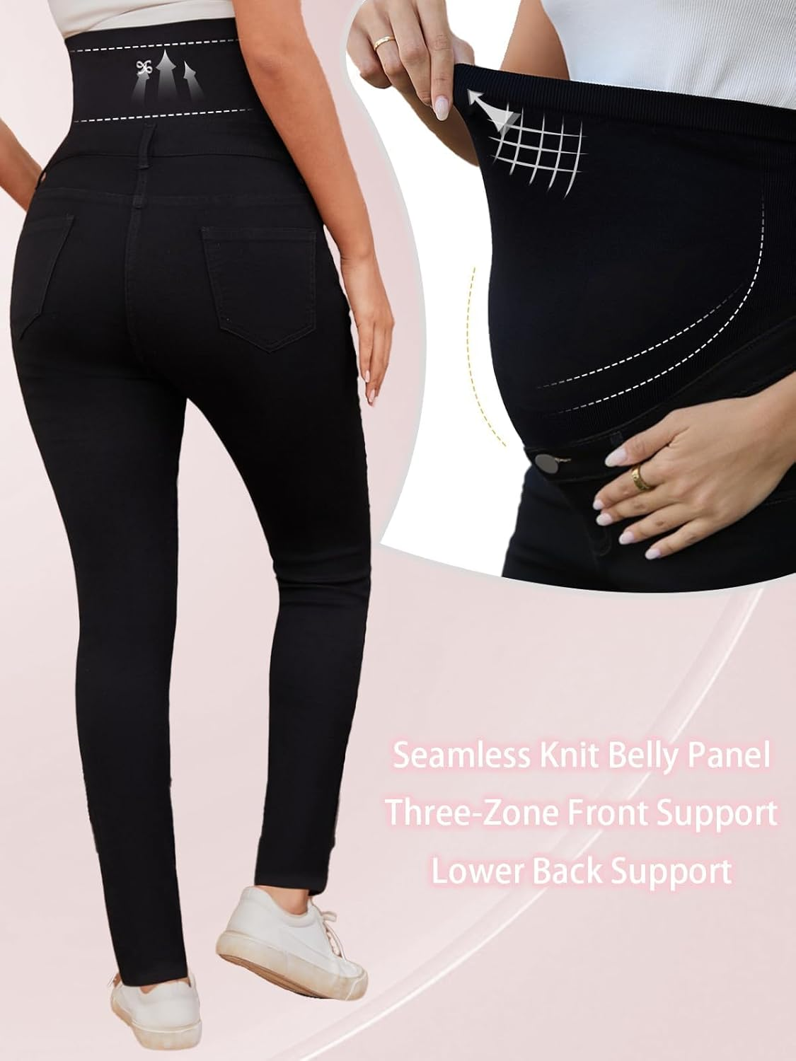 Ecavus Women'S Maternity Jeans over Belly Stretchy Skinny Denim Pregnancy Pants Maternity Clothes with Pockets