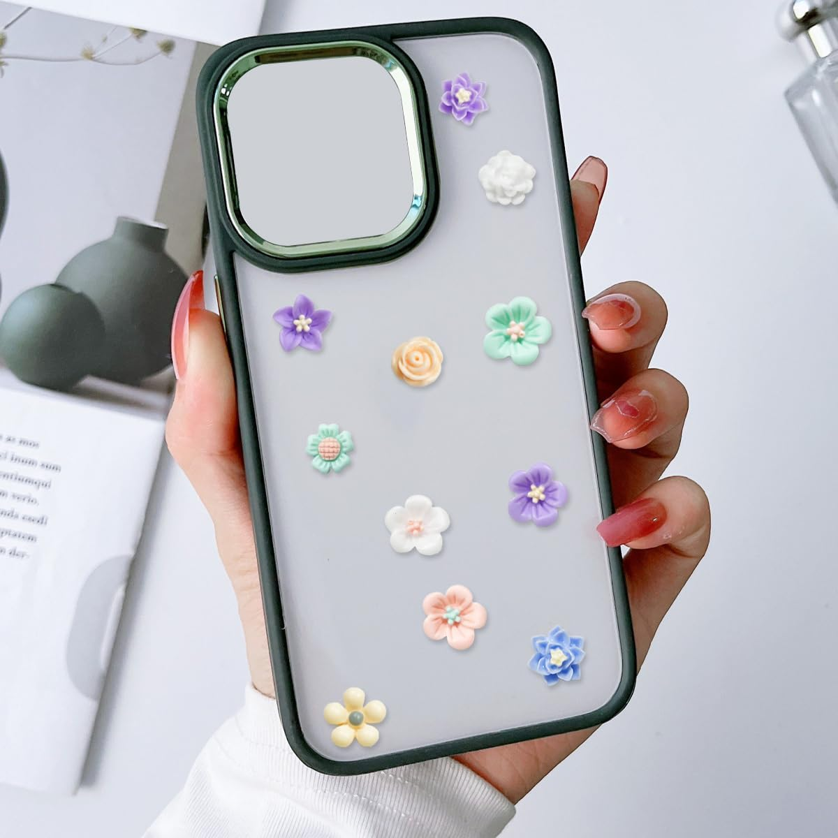 Mini Resin Flower, 100 PCS Flatback Flower Charm for Scrapbook, Nail, Phone Case Decor (Bulk)