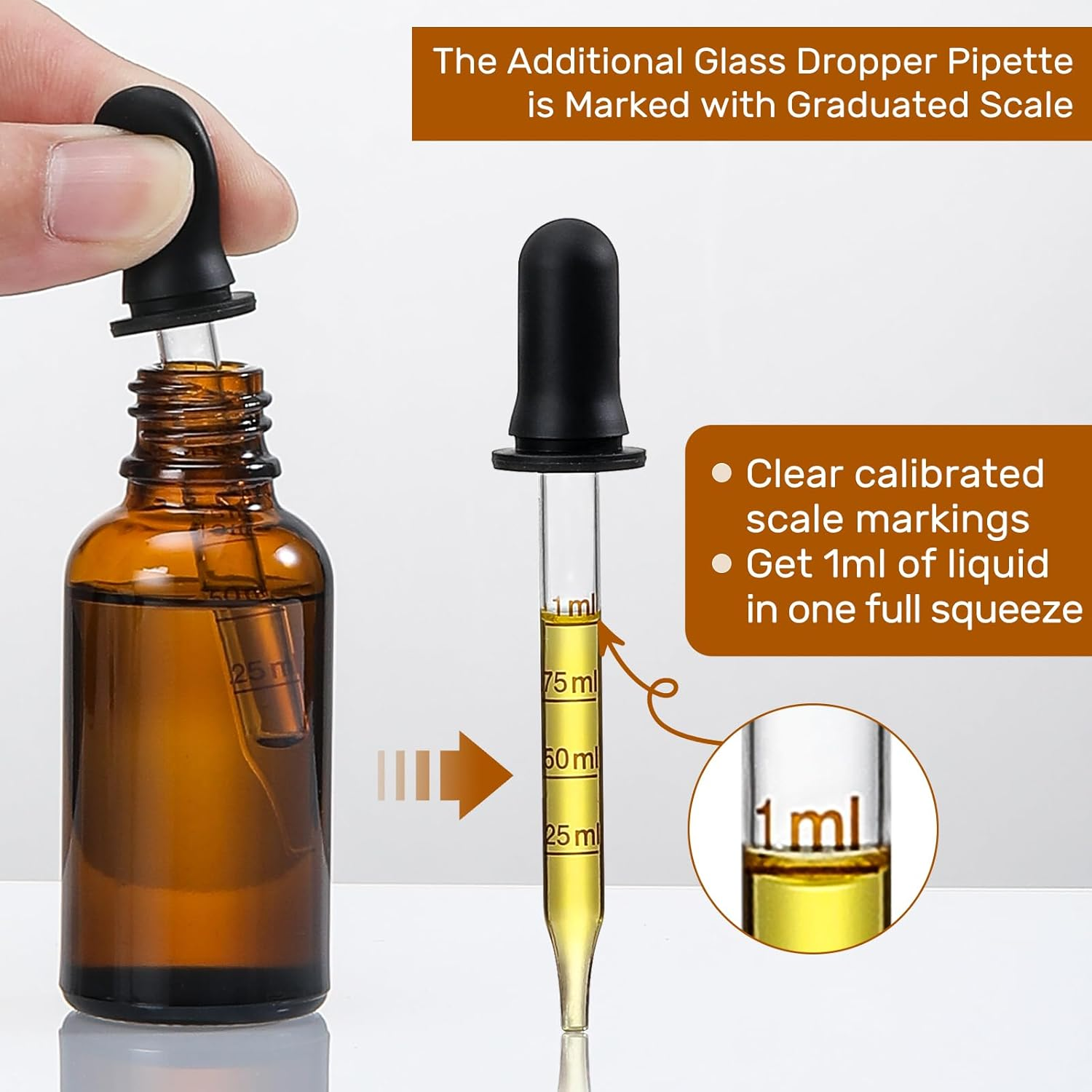 4 Pack, 2 Oz Dropper Bottles with 2Pcs Glass Pipettes(1Ml) - Essential Oils Bottles for Health, Personal Care & Beauty - 60Ml Thick Dark Amber Glass Tincture Bottle with Eye Droppers, Leakproof image number 3