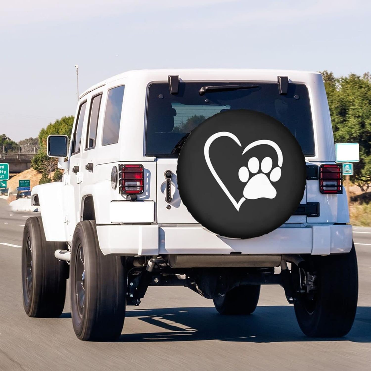 Foruidea Dog Pet Paws Love Heart Spare Tire Cover Dust-Proof Wheel Tire Cover Fit Trailer, RV, SUV and Many Vehicle 15 Inch image number 3