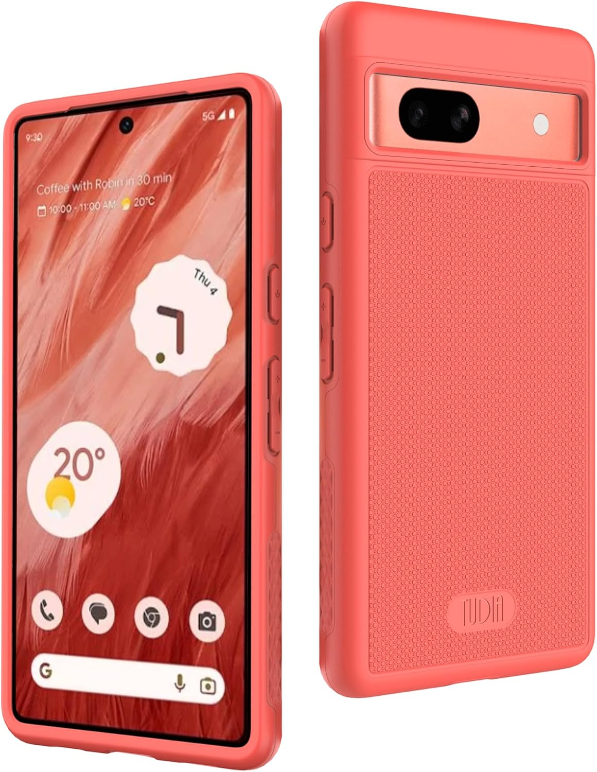 TUDIA Dualshield Grip Designed for Google Pixel 7A Case (2023), [Mergegrip] Military Grade Dual Layer Shockproof Slim Tough Non-Slip Heavy Duty Protective Phone Case Cover (Coral)