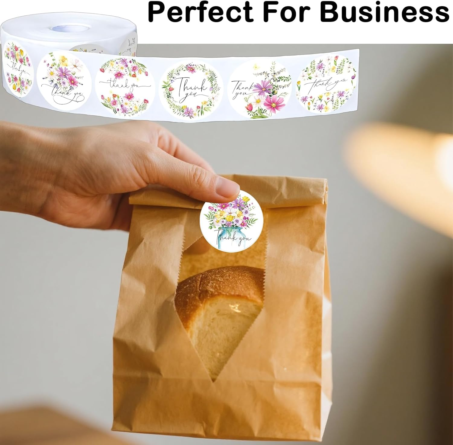 1000Pcs Thank You Stickers, Envelope Stickers Wildflower Spring Thanks Stickers 2.5 Cm/1 Inch Thank You Tags Seal Labels for Business Wedding Festival Baby Shower Birthday Party (2 Rolls) image number 5