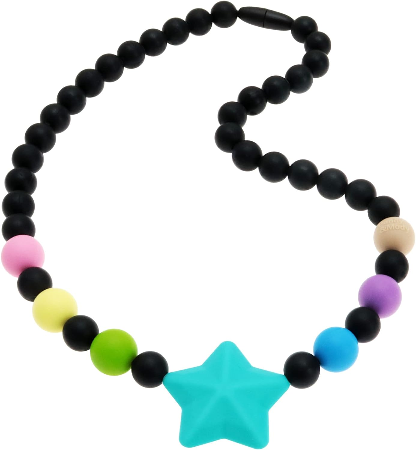 Panny & Mody Sensory Chew Necklace for Boys and Girls, Silicone Chewy Fidget Stim Toy Jewellery for Kids with Autism ADHD SPD, Oral Motor, Teething Biting Fidgeting for Special Needs (Rainbow White)