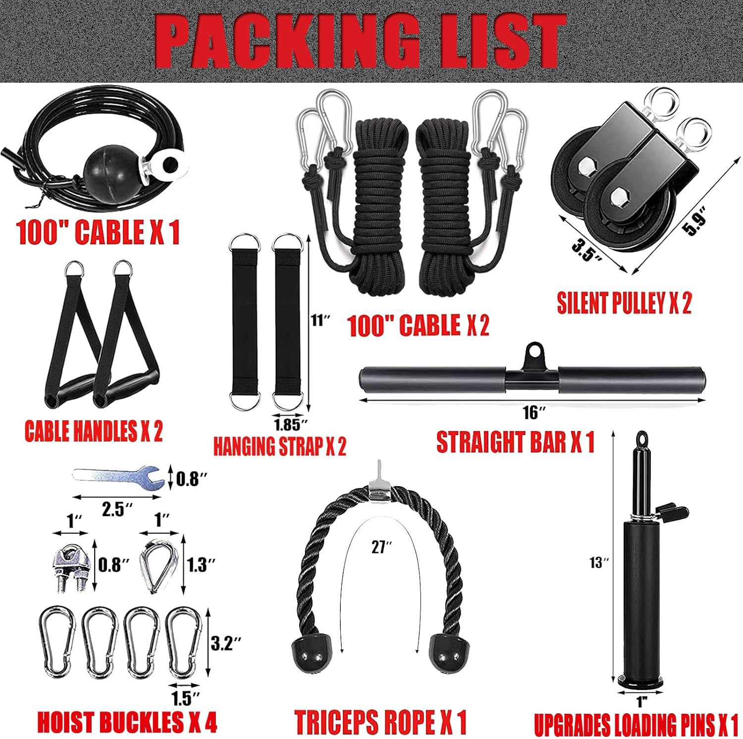 Cable Pulley System Gym Upgraded Home Strength Training Equipment Workout Accessories LAT Pull down Fitness for Triceps Pull down Biceps Curl Back Forearm Shoulder