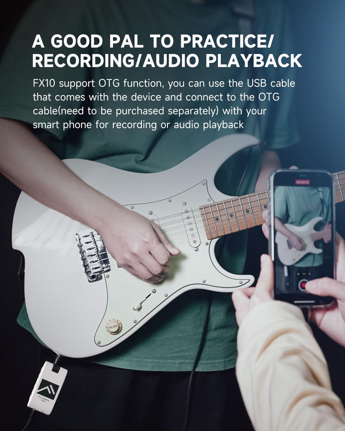 FLAMMA Guitar Headphone Amp Portable with 28 Drum Grooves 14 Built-In Effects 14 Amplifier Models 5 Tone Colors Support Bluetooth USB Audio Recording and Playback OTG Function Home Practice