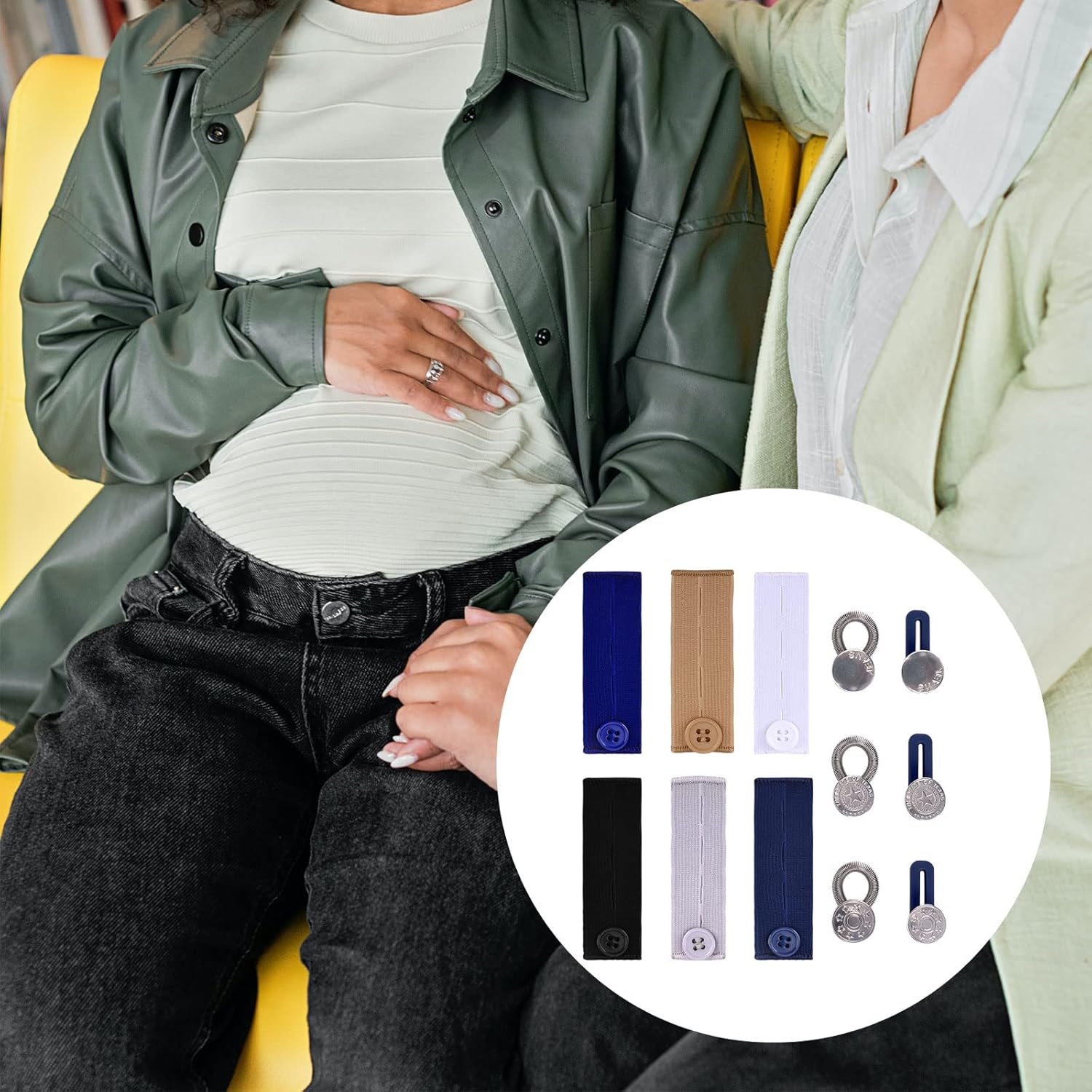 KINBOM 12 Pieces Waist Extenders, Pants Button Extenders for Jeans Skirt Neck Dress Extension image number 4