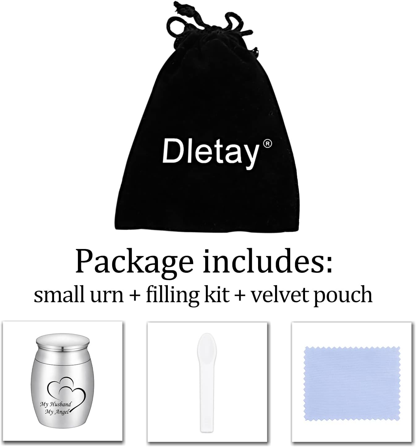 Small Keepsake Urns for Human Ashes Mini Cremation Urns for Ashes Stainless Steel Memorial Ashes Holder-My Husband My Angel