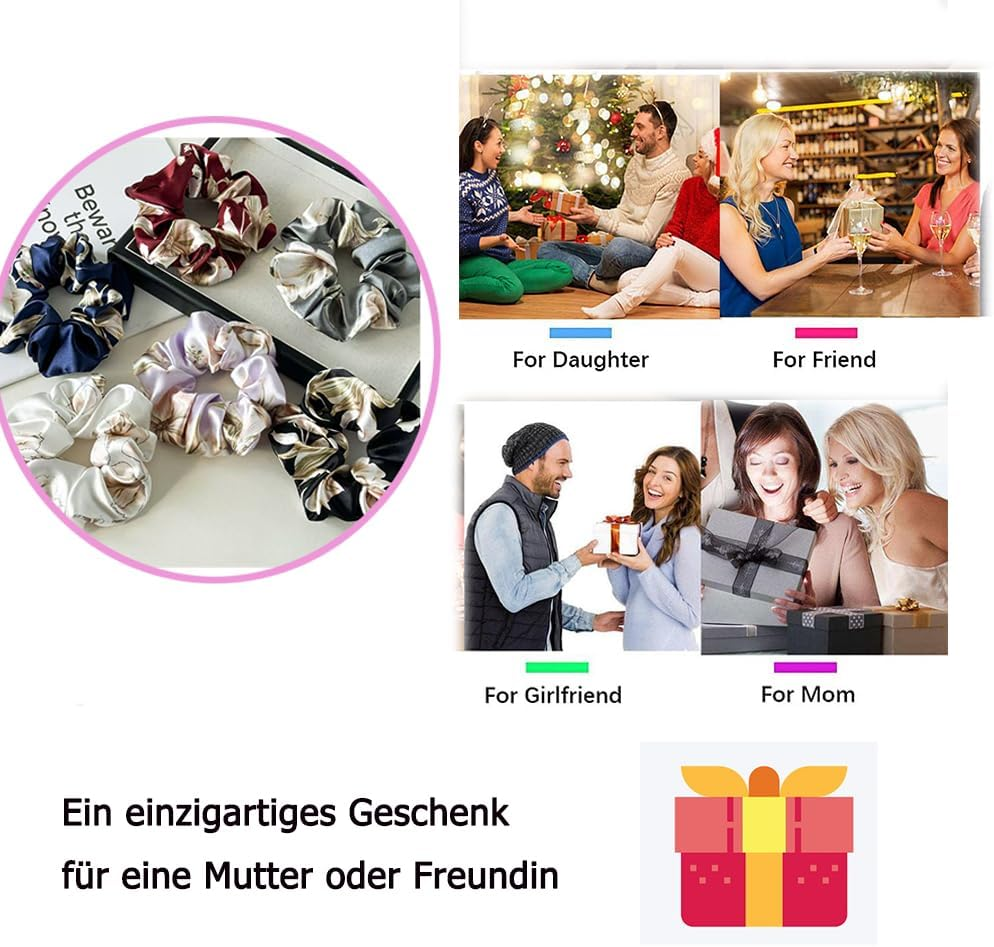 Large Silk Hair Scrunchie, Women'S Silk Scrunchie, Soft Silky Elastic Hair Bobbles, Ponytail Holder, Elastic Hair Band for Women and Girls (Pack of 1) image number 6