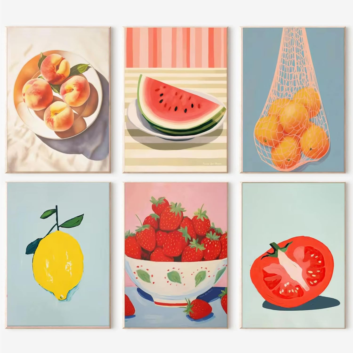 6 Packs Paint by Numbers Kit for Adults, DIY Acrylic Painting on Canvas, Fruit Oil Painting Kits for Home Wall Decor, 7.8X11.8 Inches