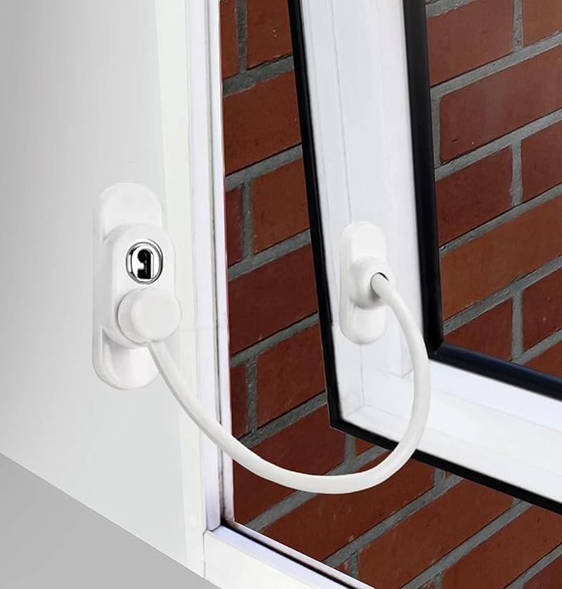 4Pcs Window Door Wire Cable Restrictor Security Locks, Window Safety Locks Wire Cable with Screws and Keys, UPVC Children Window Security Wire Latch Cable Restrictor Lock with Keys image number 3