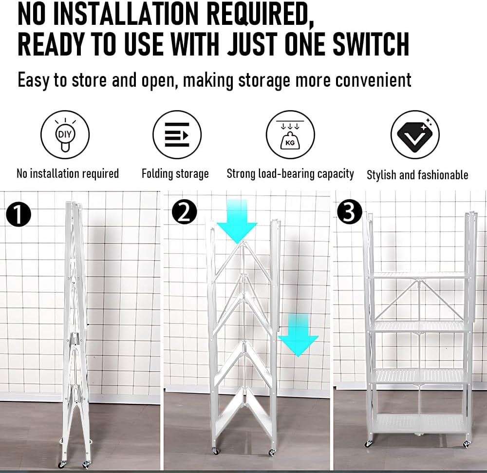 ALSTON Utility Storage Rack Shelving with Wheels & Hooks, 5 Tier Commercial Supermarket Shelf Display Rack Metal Shelving Display Storage Rack Home Organizer Snack Rack image number 3