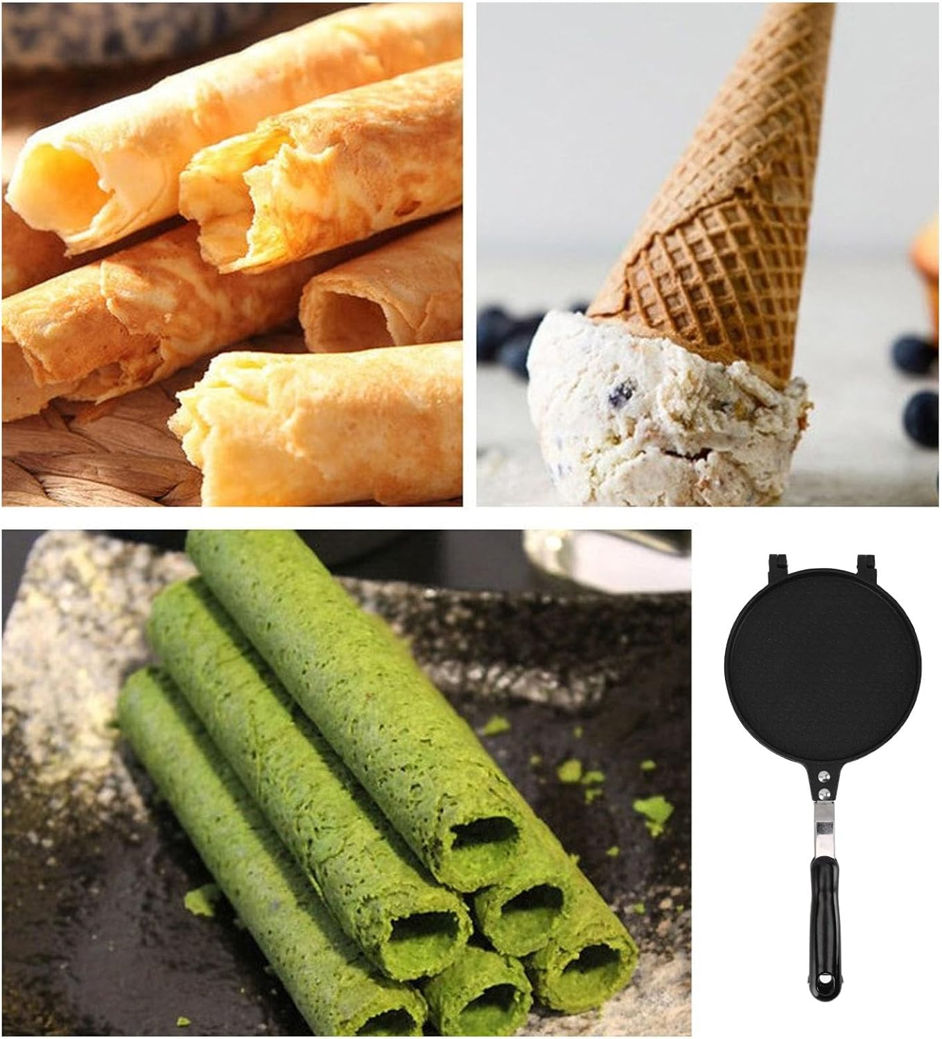 Waffle Cone Maker, Nonstick Ice Cream Cone Maker Aluminium Alloy Household Waffle Bowl Maker for DIY Ice Cream Waffle Cone Desserts image number 6