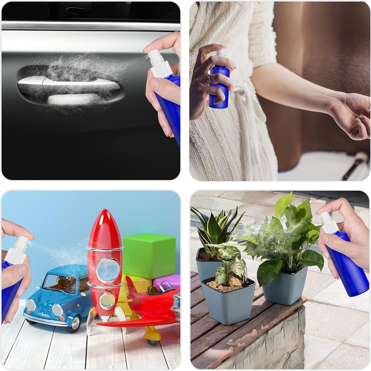 Spray Bottles Plastic Small Mist Travel Bottles Set 10 Pcs 50Ml Liquid Atomiser Refillable Containers with 2 Funnels 1 Sheet Labels (Blue) image number 3