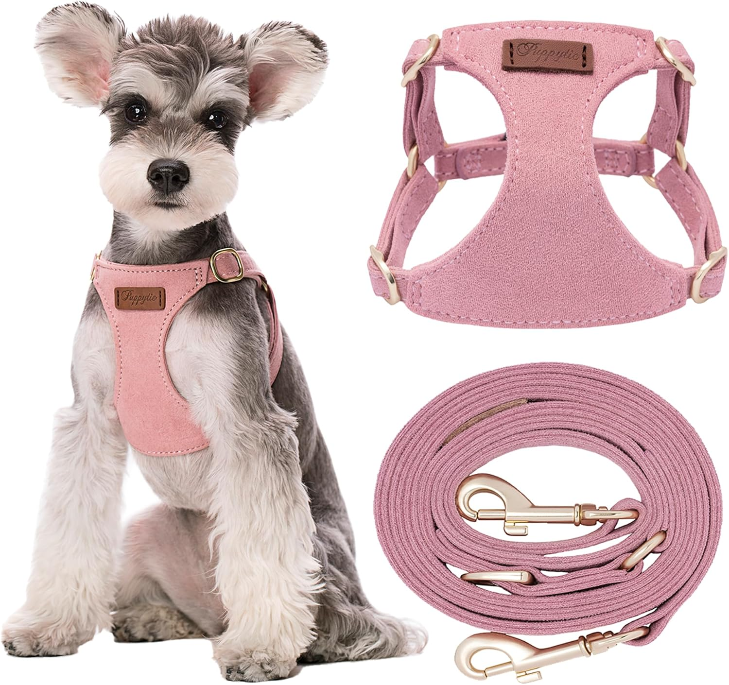 Puppytie No Pull Dog Harness with Multifunction Dog Leash,Soft Adjustable No Choke Escape Proof Pet Harness Vest for Medium Dogs or Large Dogs,Pink,M image number 1