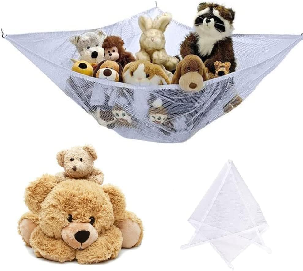 2Pcs Stuffed Animal Storage Net Hammock, Betterjonny Toy Storage Hammock Large Mesh Toys Holder Net Organizer Wall Sling Corner Storage Net for Store Plush Dolls image number 6