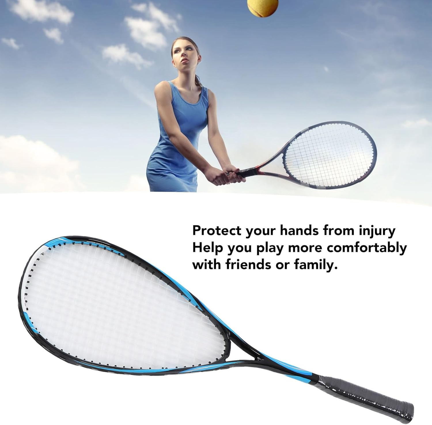 Squash Racket, Lightweight Squash Racquet, Large Racquet Face Shock Proof Squash Racquet Pack for Adult, Hit More Accurately, Squash Court Pack image number 5