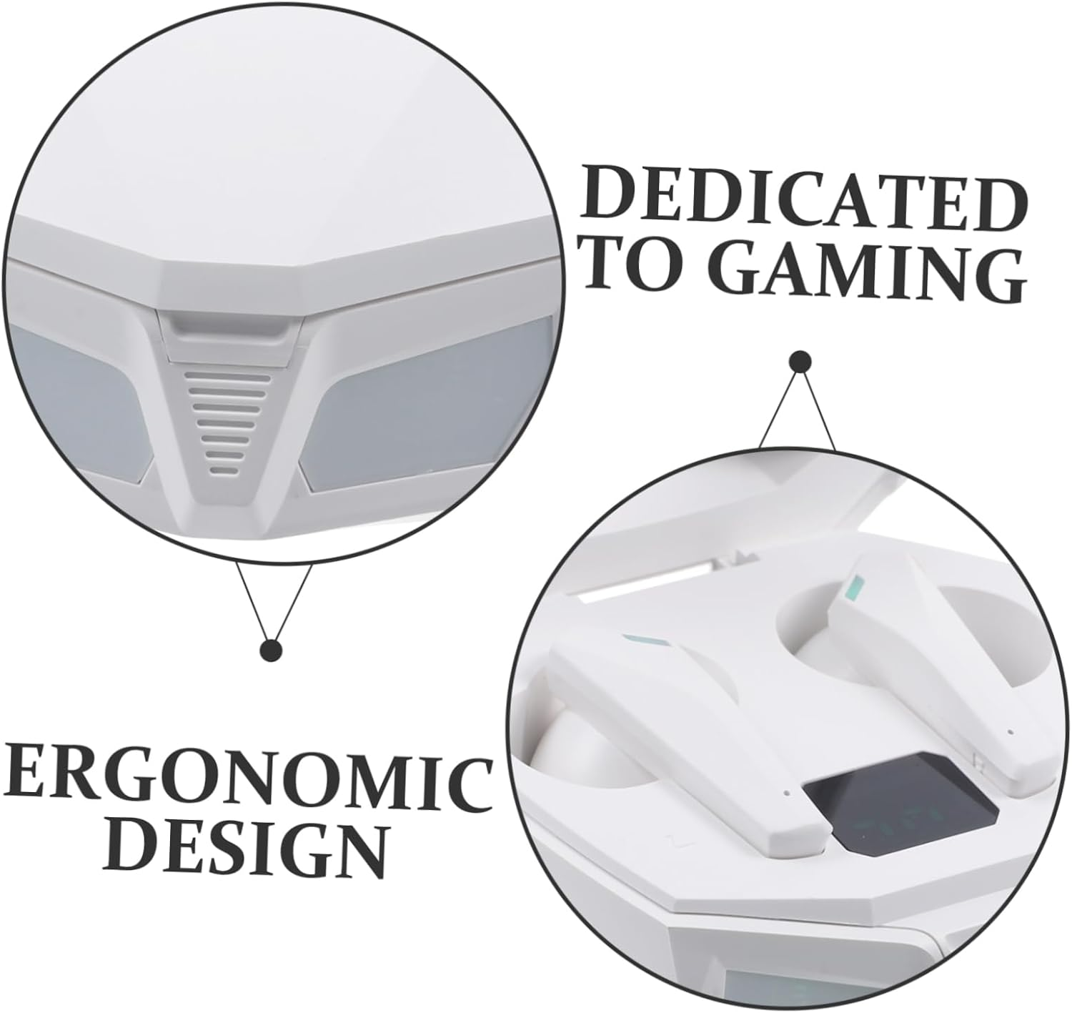 MERRYHAPY Wireless in Ear Gaming Earphones with Driver Low Latency Hifi Surround Sound Automatic Connection Wireless Headset for Mobile and White image number 5