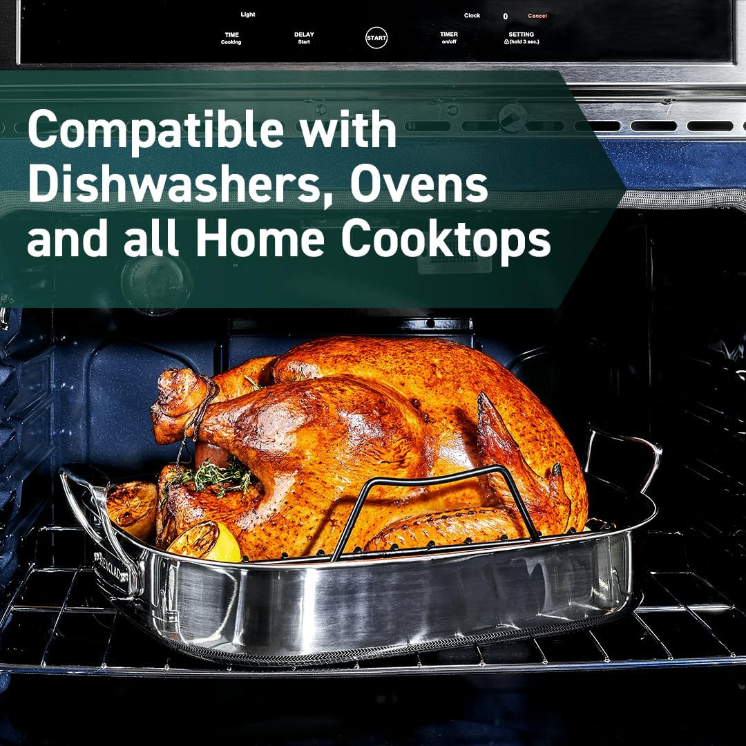 Hexclad Hybrid Nonstick Roasting Pan with Rack, Great for Broiling and Large Poultry, Dishwasher-Friendly, Oven-Safe up to 480&deg;C image number 4