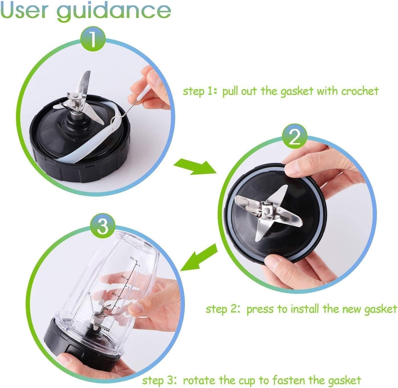 Blender 7 Fin Extractor Blade Assembly with Rubber Gasket Compatible with Nurti Ninja Blender Automatic Iq BL480 BL482 BL642 BL682 NN102 image number 5