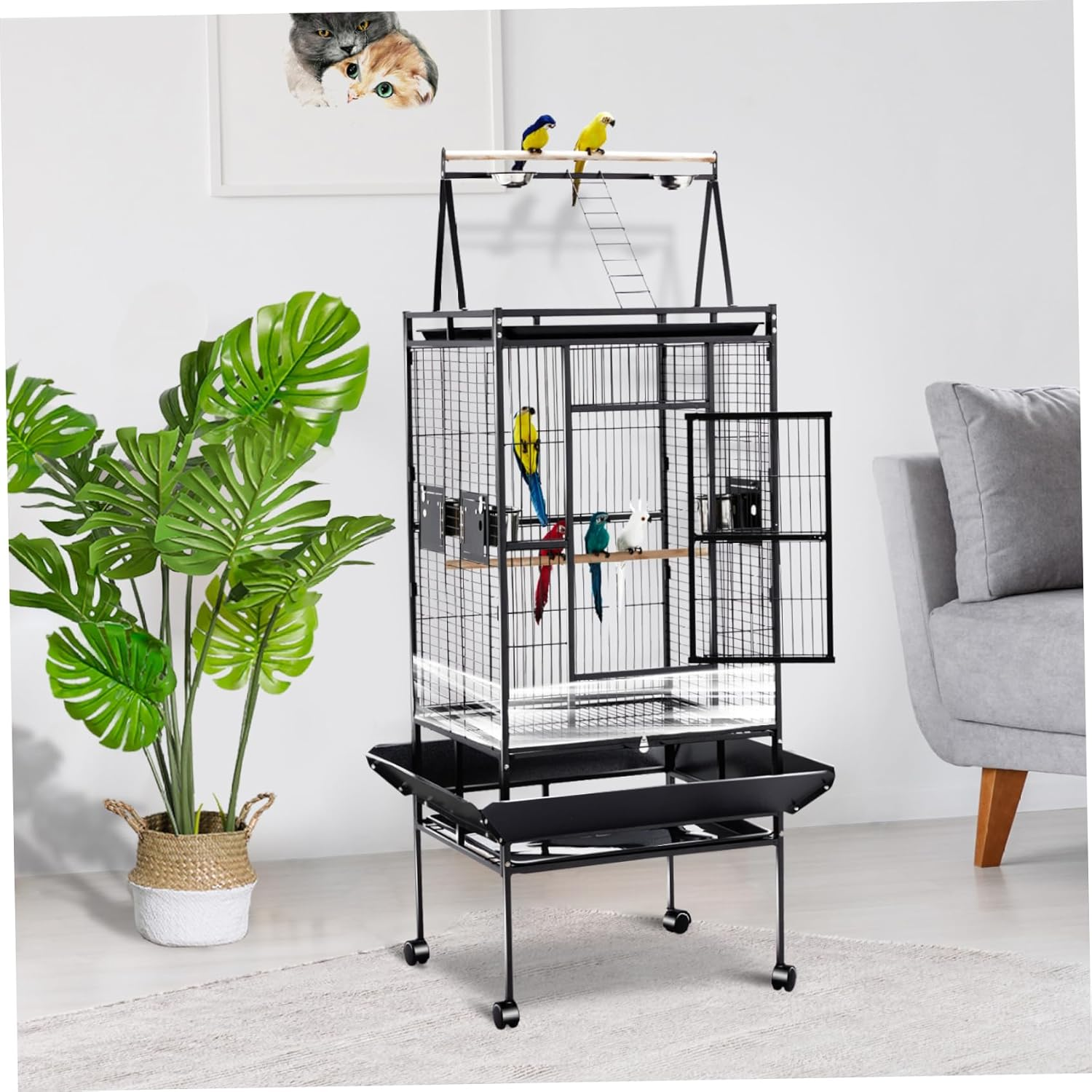 Bird Cage Seed Catcher Guard 4Pcs Anti-Scatter Mess-Free Bird Seed Catcher Transparent PVC Cage for Parrot, Parakeet, Macaw